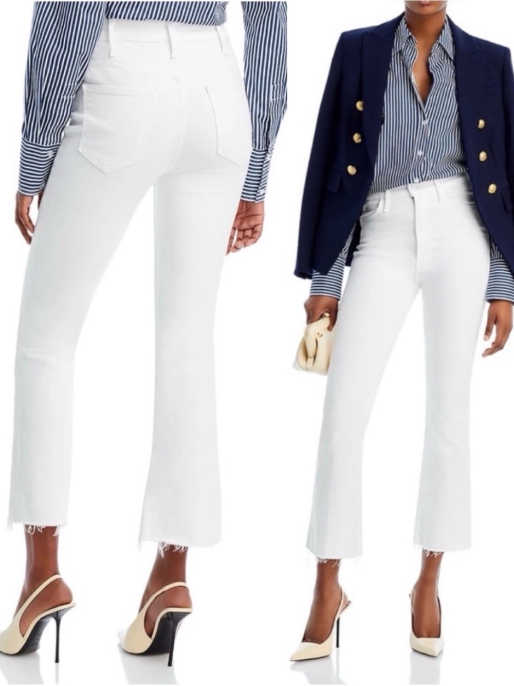 MOTHER The Insider Crop Step Fray Fairest of Them All White Women Size 32